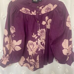 Anthropologie Purple Floral Blouse